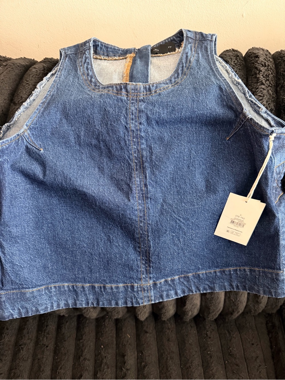 Denim Crop Camisole Tank Top - Blue